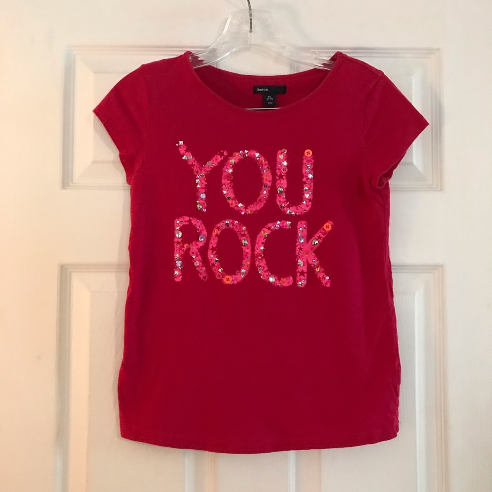 Gap Kids Red Sequined You Rock Shirt 14/16